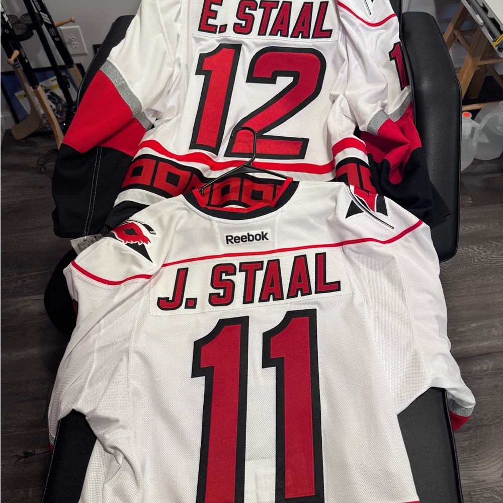 Reebok White and Red Hockey Jerseys